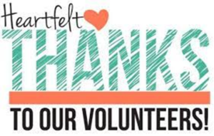 Image that reads "Heartfelt thanks to our volunteers"